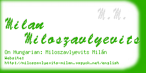 milan miloszavlyevits business card