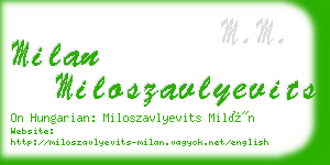 milan miloszavlyevits business card